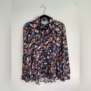 Tuckernuck Pleaded Midnight Floral Blouse